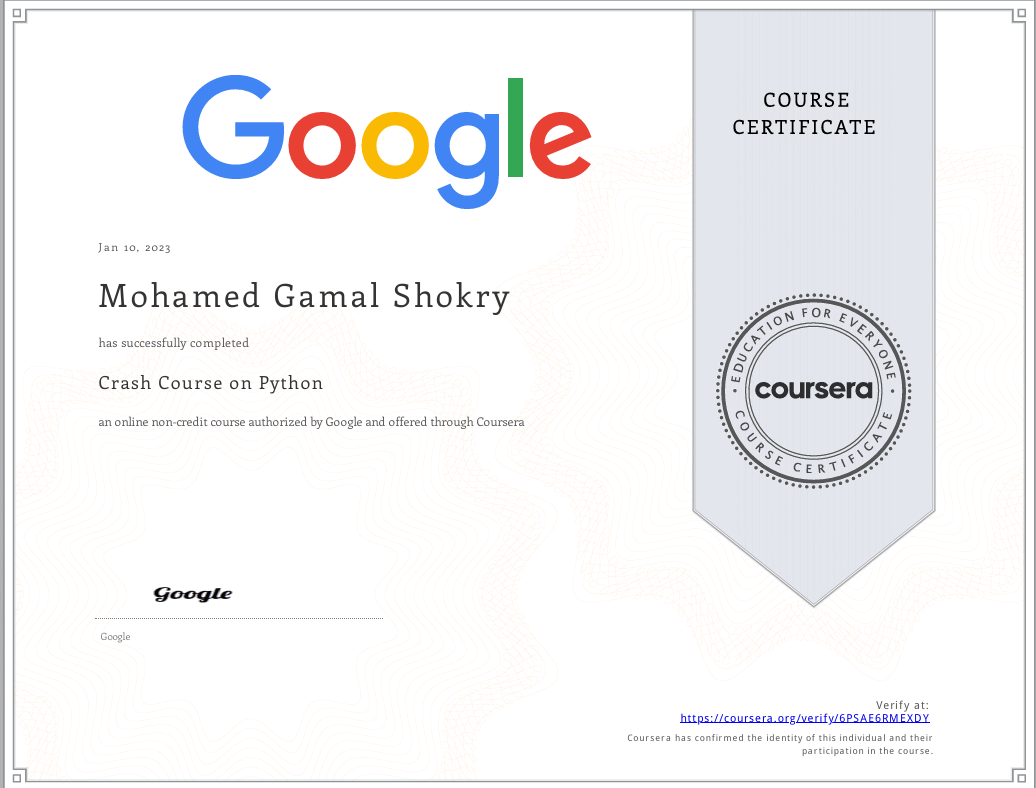 Crash Course on Python